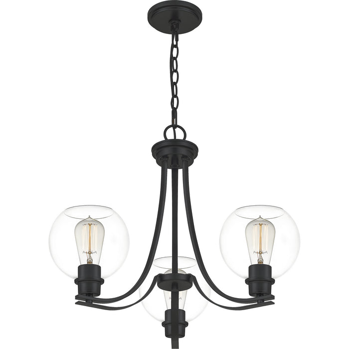 Three Light Chandelier from the Pruitt collection in Matte Black finish