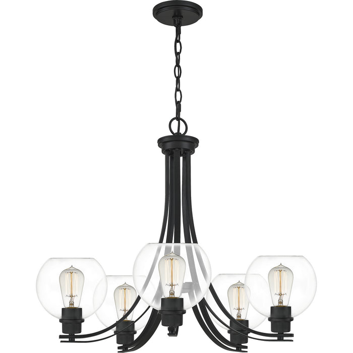 Five Light Chandelier from the Pruitt collection in Matte Black finish