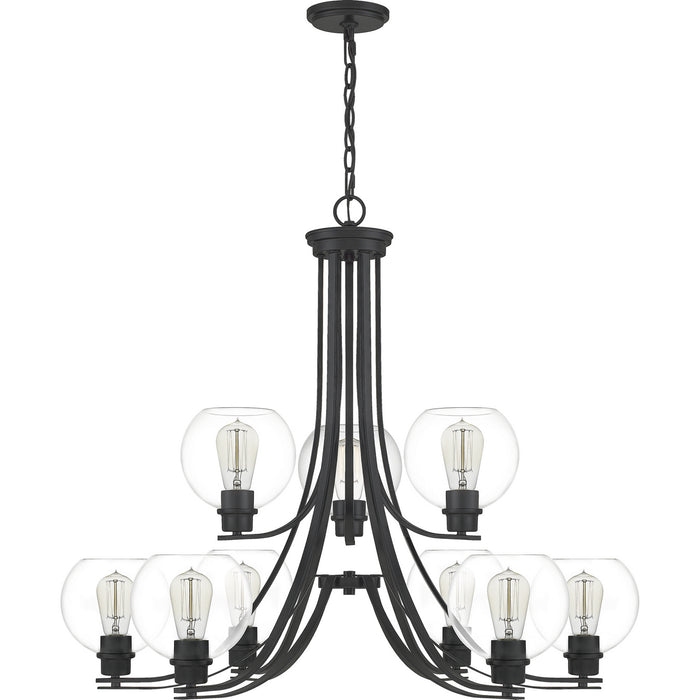 Nine Light Chandelier from the Pruitt collection in Matte Black finish