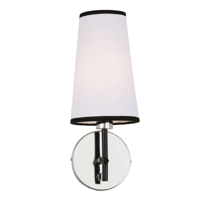 One Light Wall Sconce from the Bellevue collection in Polished Nickel and Black finish
