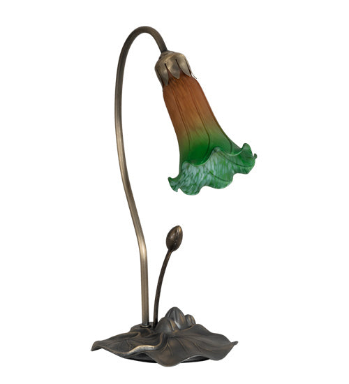 One Light Accent Lamp from the Amber/Green Pond Lily collection in Mahogany Bronze finish
