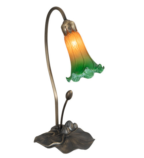 One Light Accent Lamp from the Amber/Green Pond Lily collection in Mahogany Bronze finish