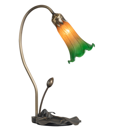 One Light Accent Lamp from the Amber/Green Pond Lily collection in Mahogany Bronze finish