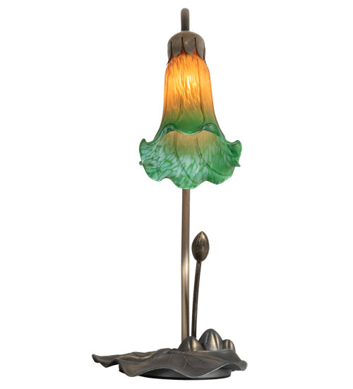 One Light Accent Lamp from the Amber/Green Pond Lily collection in Mahogany Bronze finish