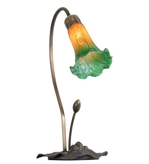 One Light Accent Lamp from the Amber/Green Pond Lily collection in Mahogany Bronze finish