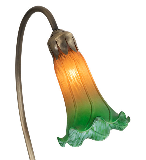 One Light Accent Lamp from the Amber/Green Pond Lily collection in Mahogany Bronze finish
