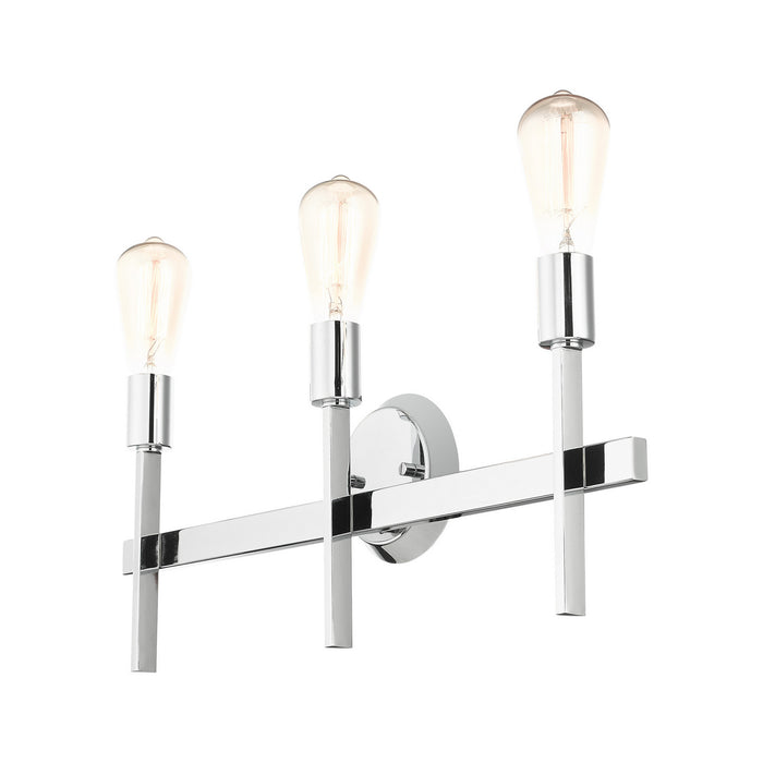 Three Light Vanity from the Prague collection in Polished Chrome finish
