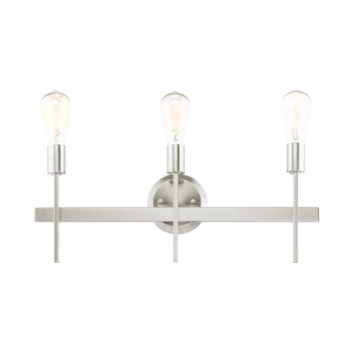 Three Light Vanity from the Prague collection in Brushed Nickel finish