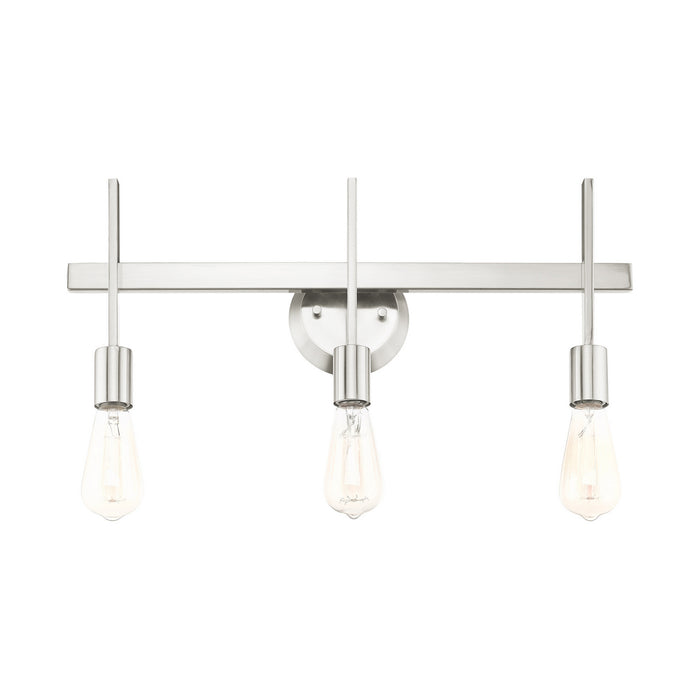 Three Light Vanity from the Prague collection in Brushed Nickel finish