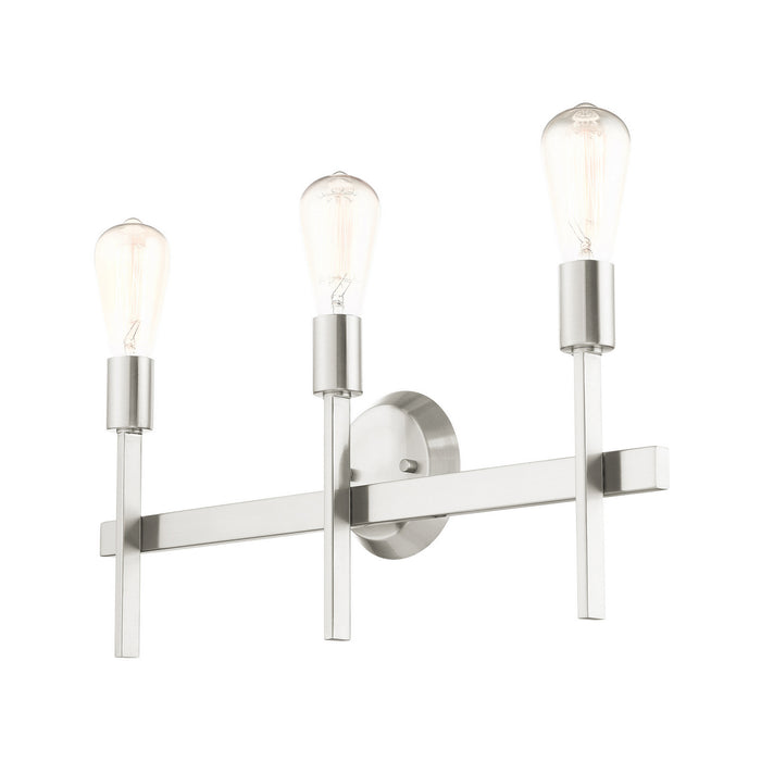 Three Light Vanity from the Prague collection in Brushed Nickel finish