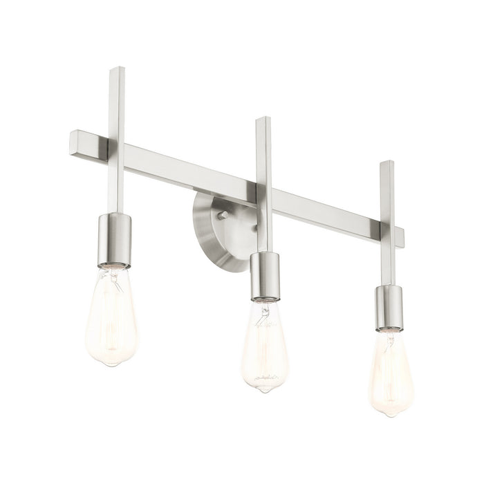 Three Light Vanity from the Prague collection in Brushed Nickel finish