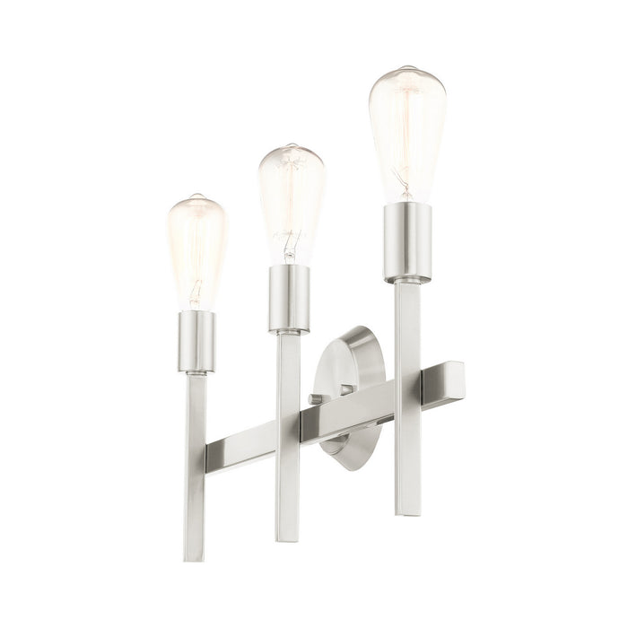 Three Light Vanity from the Prague collection in Brushed Nickel finish