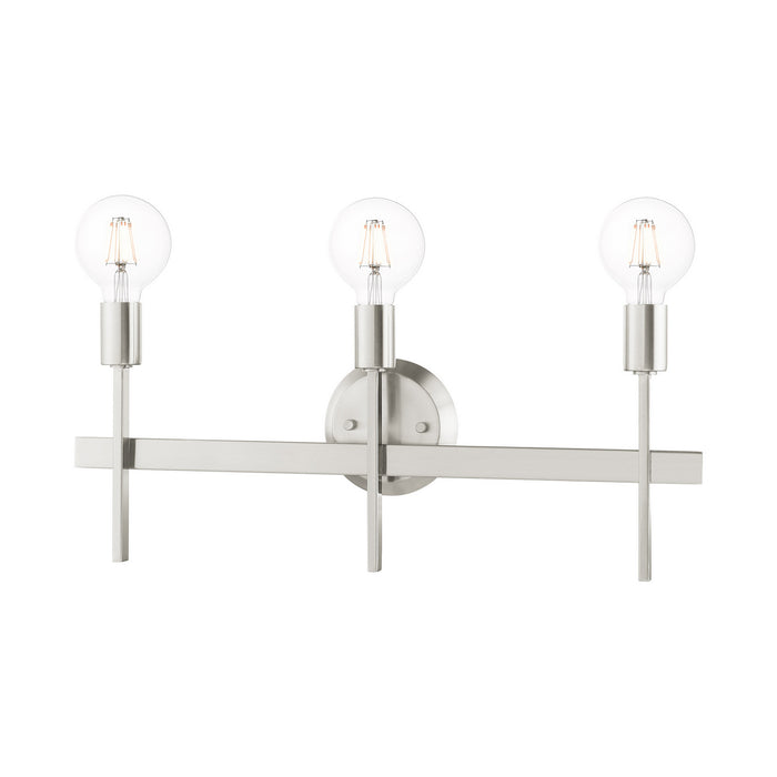 Three Light Vanity from the Prague collection in Brushed Nickel finish