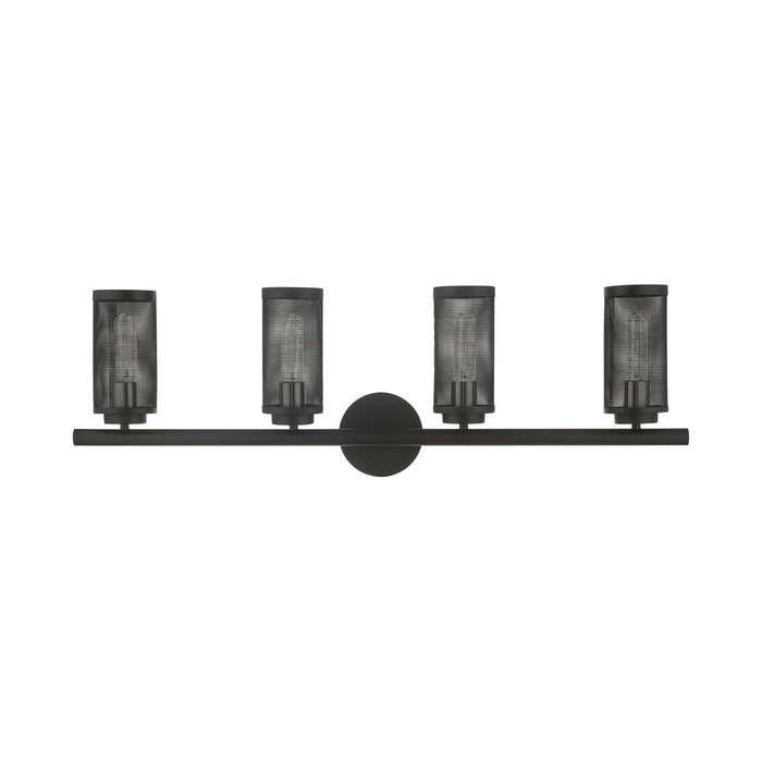 Four Light Vanity from the Industro collection in Black with Brushed Nickel Accents finish