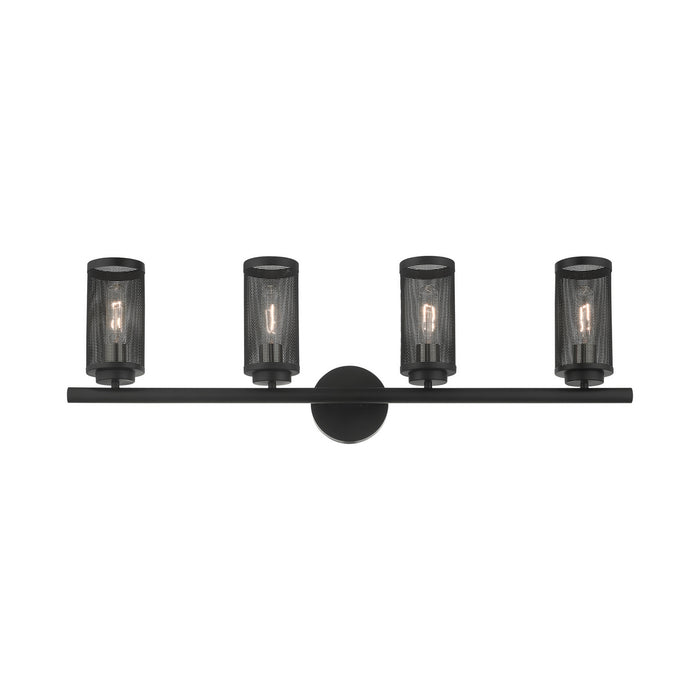 Four Light Vanity from the Industro collection in Black with Brushed Nickel Accents finish