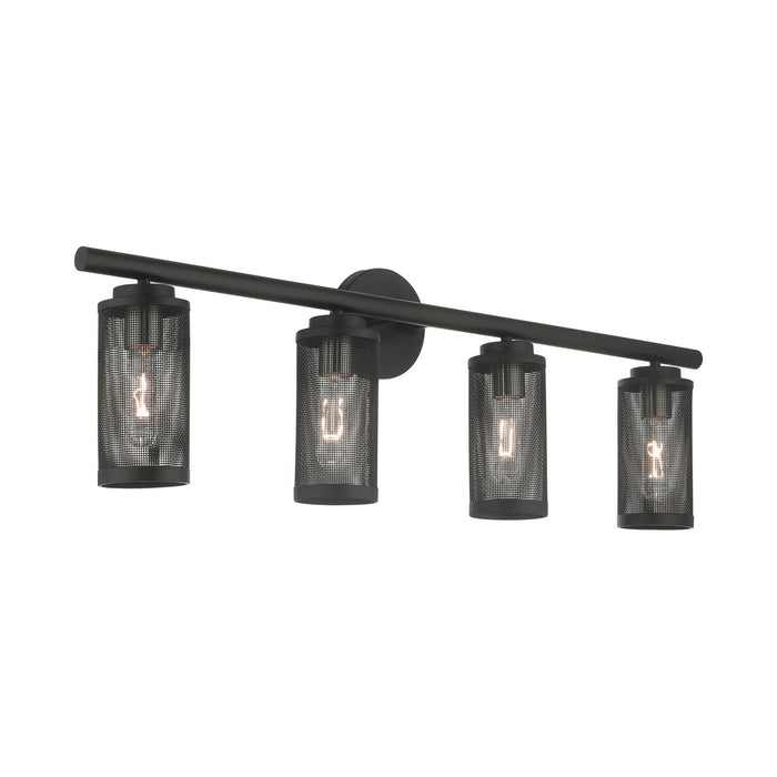 Four Light Vanity from the Industro collection in Black with Brushed Nickel Accents finish