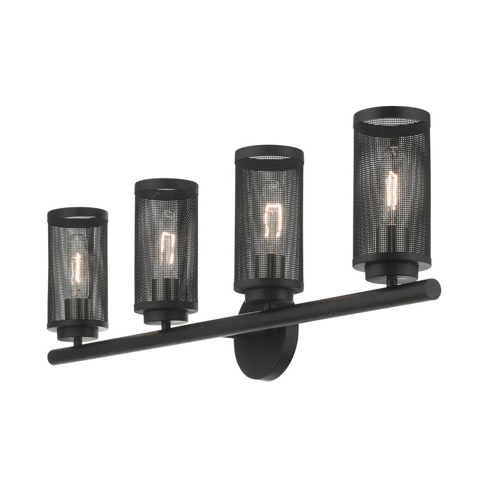 Four Light Vanity from the Industro collection in Black with Brushed Nickel Accents finish