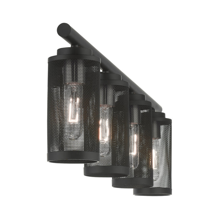 Four Light Vanity from the Industro collection in Black with Brushed Nickel Accents finish