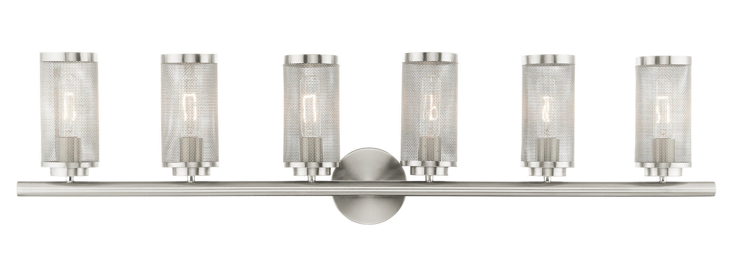 Six Light Vanity from the Industro collection in Brushed Nickel finish