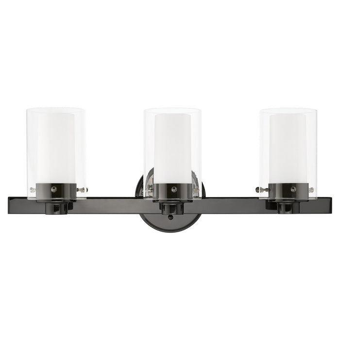 Three Light Vanity from the Manhattan collection in Polished Black Chrome finish