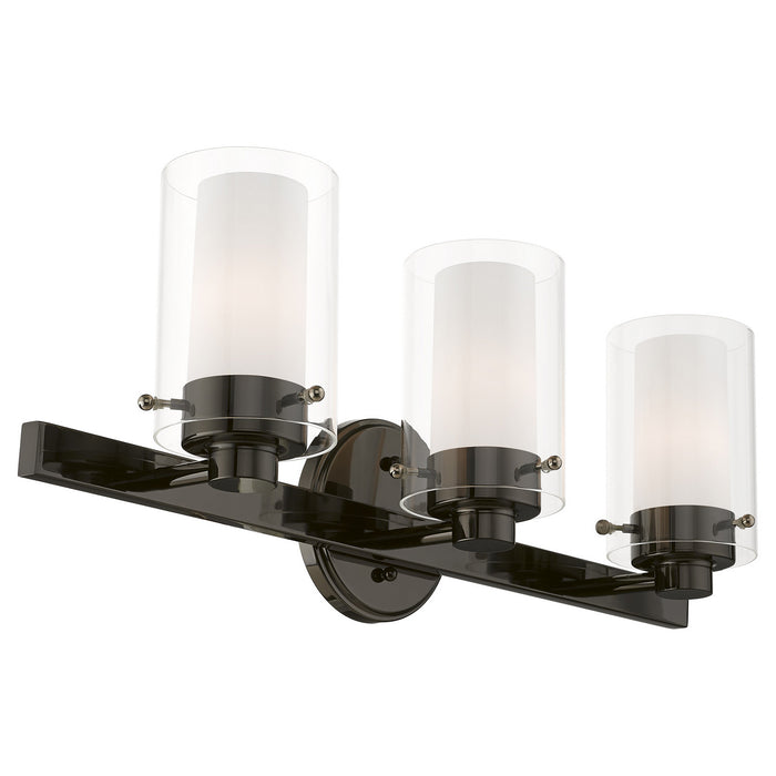 Three Light Vanity from the Manhattan collection in Polished Black Chrome finish