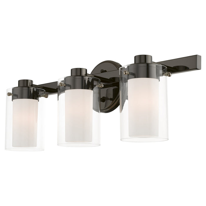 Three Light Vanity from the Manhattan collection in Polished Black Chrome finish