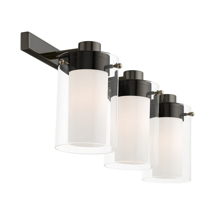 Three Light Vanity from the Manhattan collection in Polished Black Chrome finish