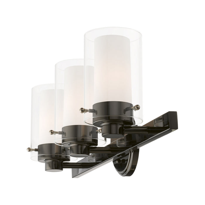 Three Light Vanity from the Manhattan collection in Polished Black Chrome finish