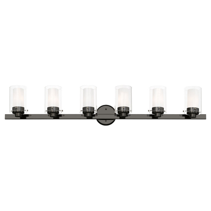 Six Light Vanity from the Manhattan collection in Polished Black Chrome finish
