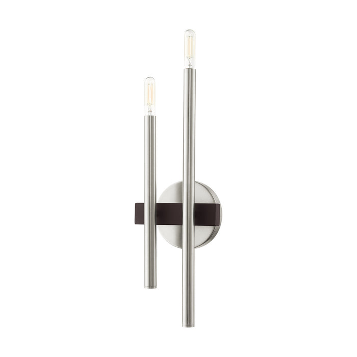 Two Light Wall Sconce from the Denmark collection in Brushed Nickel with Bronze Accents finish