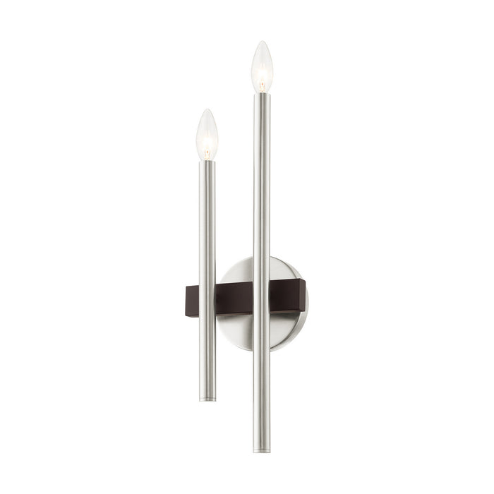 Two Light Wall Sconce from the Denmark collection in Brushed Nickel with Bronze Accents finish