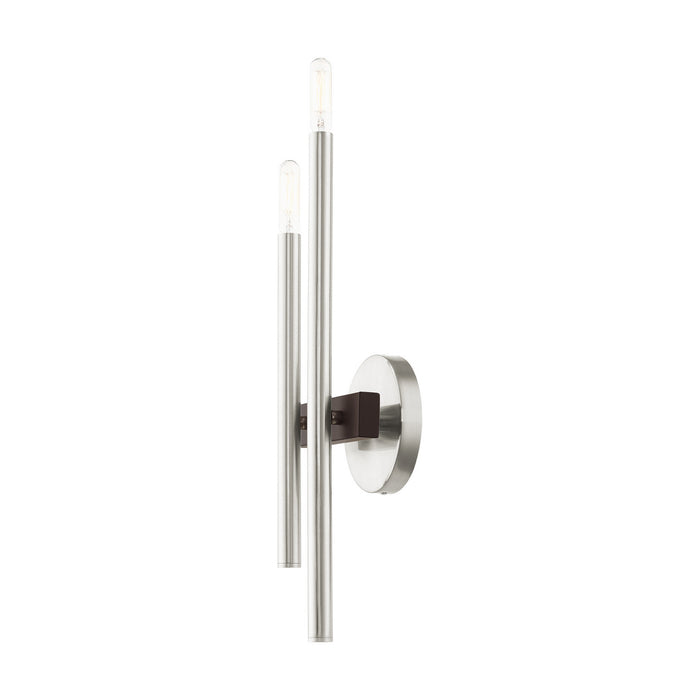Two Light Wall Sconce from the Denmark collection in Brushed Nickel with Bronze Accents finish