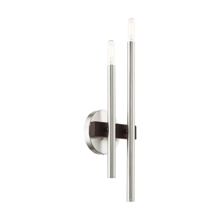 Two Light Wall Sconce from the Denmark collection in Brushed Nickel with Bronze Accents finish