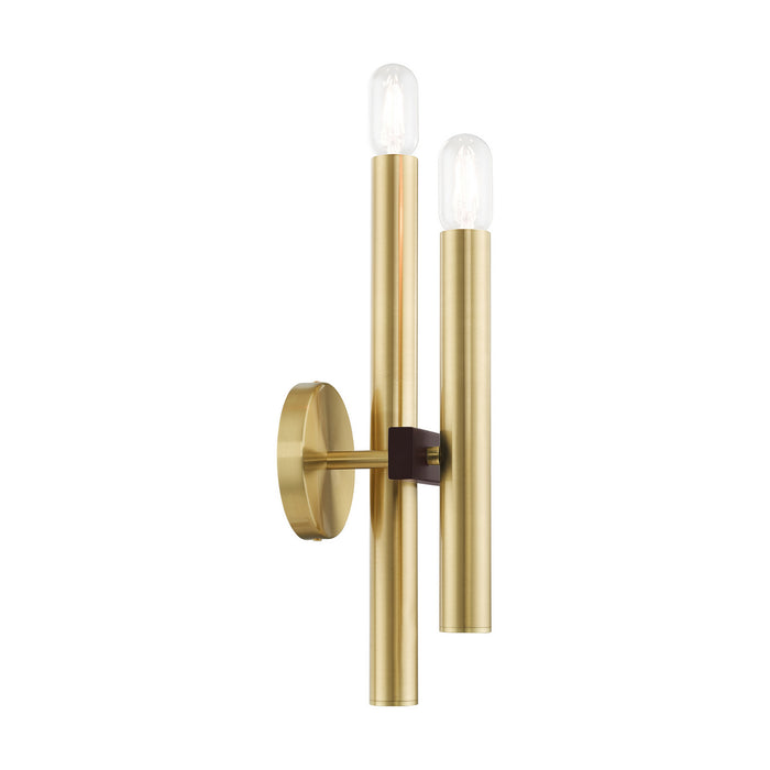 Two Light Wall Sconce from the Helsinki collection in Satin Brass with Bronze Accents finish