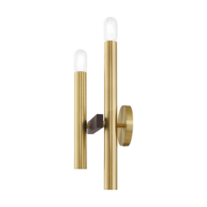 Two Light Wall Sconce from the Helsinki collection in Satin Brass with Bronze Accents finish
