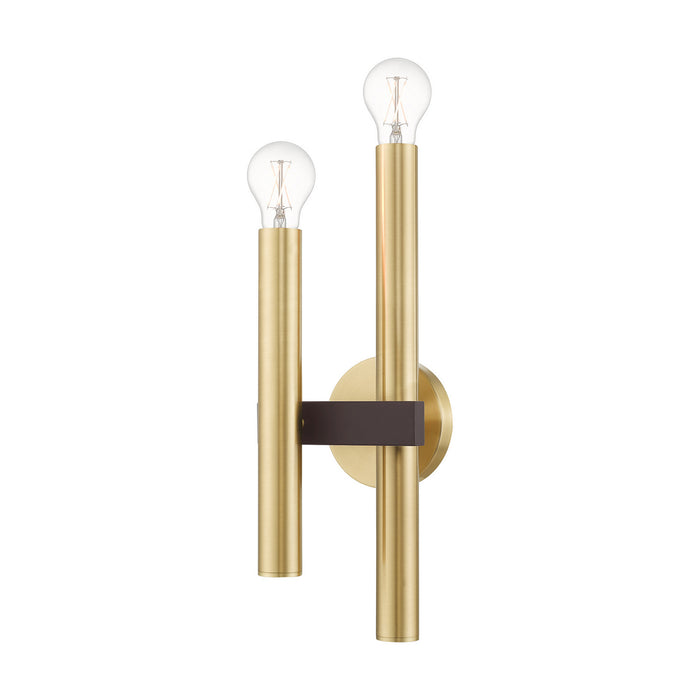 Two Light Wall Sconce from the Helsinki collection in Satin Brass with Bronze Accents finish