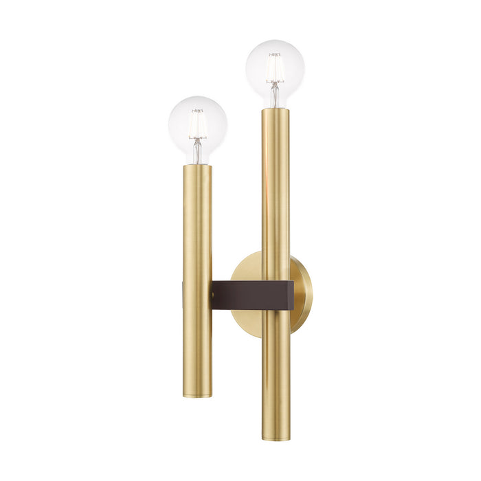 Two Light Wall Sconce from the Helsinki collection in Satin Brass with Bronze Accents finish