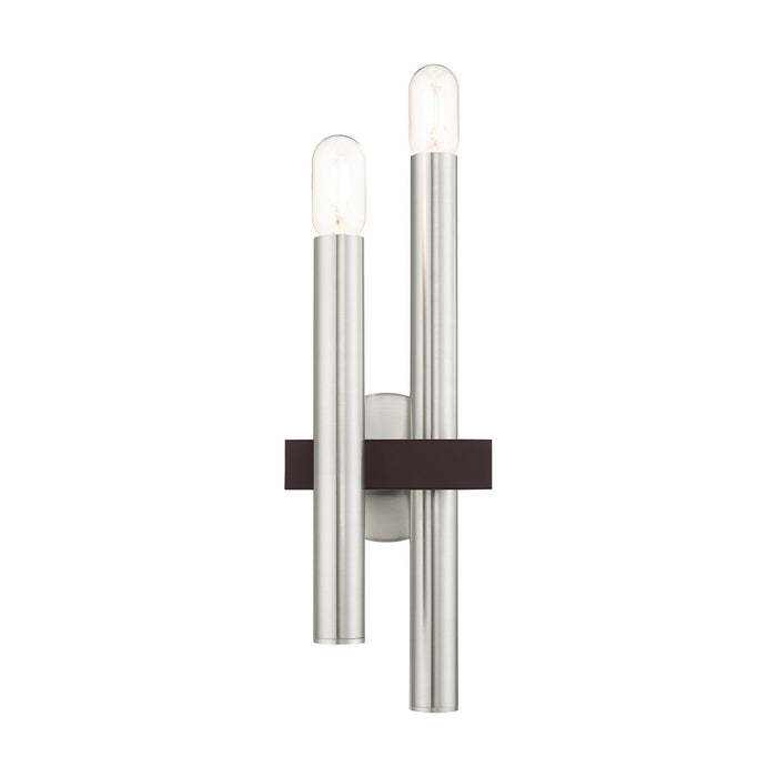 Two Light Wall Sconce from the Helsinki collection in Brushed Nickel with Bronze Accents finish