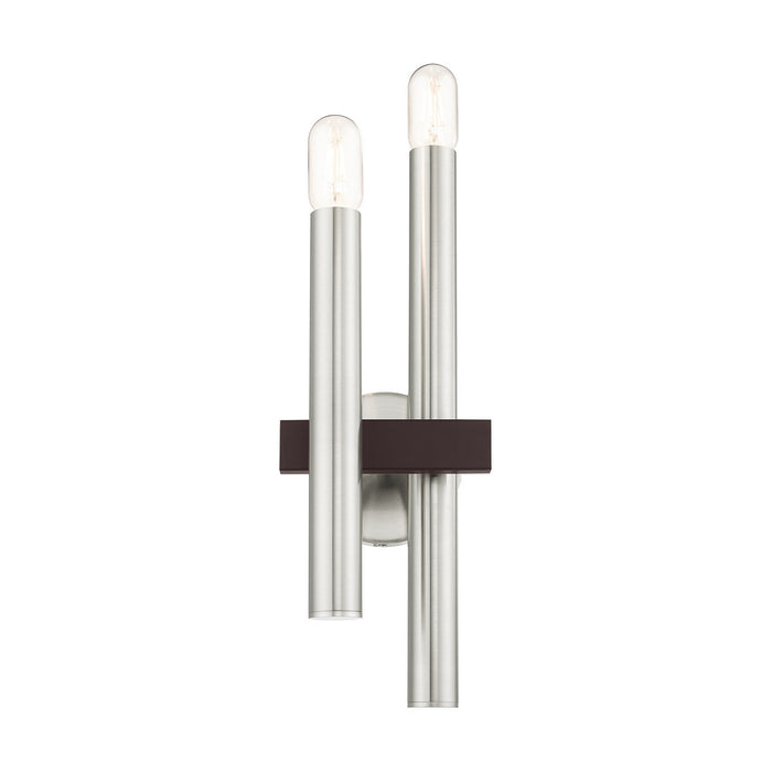 Two Light Wall Sconce from the Helsinki collection in Brushed Nickel with Bronze Accents finish
