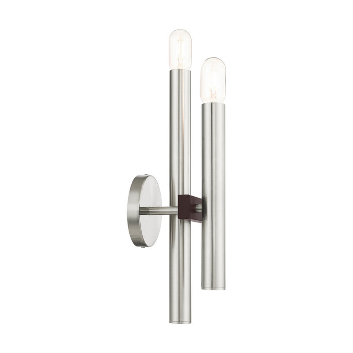 Two Light Wall Sconce from the Helsinki collection in Brushed Nickel with Bronze Accents finish