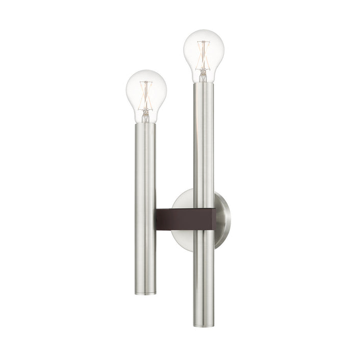 Two Light Wall Sconce from the Helsinki collection in Brushed Nickel with Bronze Accents finish