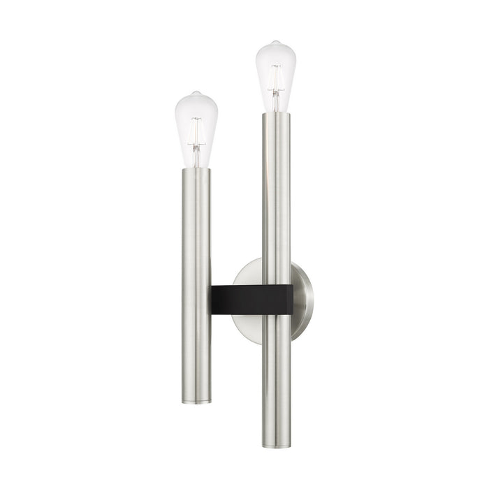 Two Light Wall Sconce from the Helsinki collection in Brushed Nickel with Bronze Accents finish