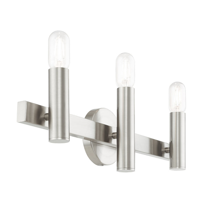Three Light Vanity from the Helsinki collection in Brushed Nickel with Bronze Accents finish