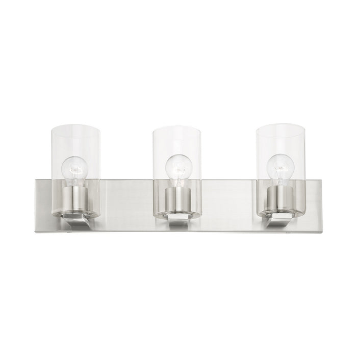 Three Light Vanity from the Zurich collection in Brushed Nickel finish