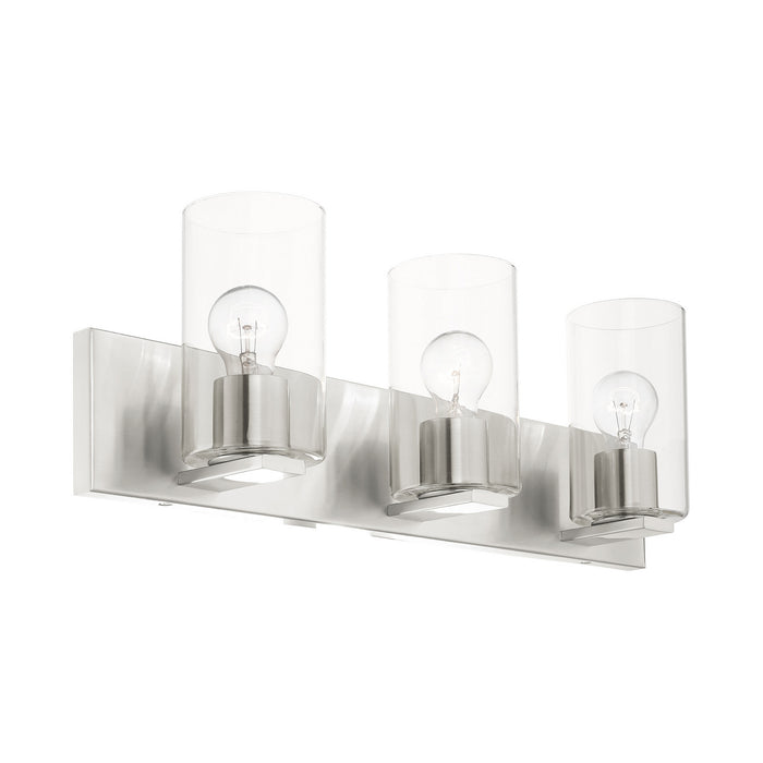 Three Light Vanity from the Zurich collection in Brushed Nickel finish