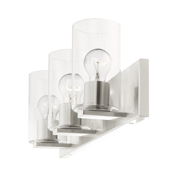 Three Light Vanity from the Zurich collection in Brushed Nickel finish