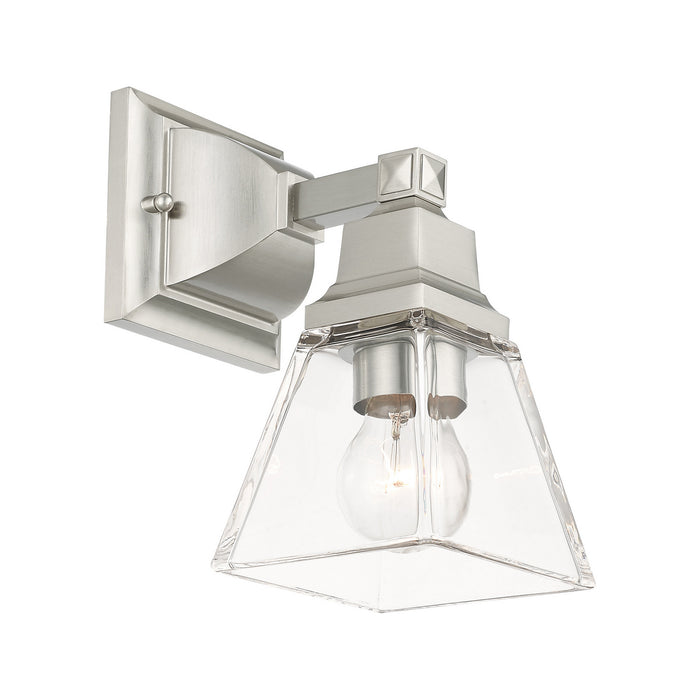 One Light Wall Sconce from the Mission collection in Brushed Nickel finish