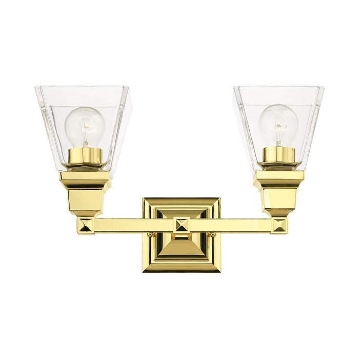 Two Light Vanity from the Mission collection in Polished Brass finish