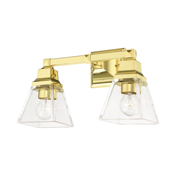 Two Light Vanity from the Mission collection in Polished Brass finish
