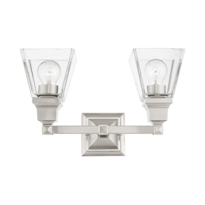 Two Light Vanity from the Mission collection in Brushed Nickel finish
